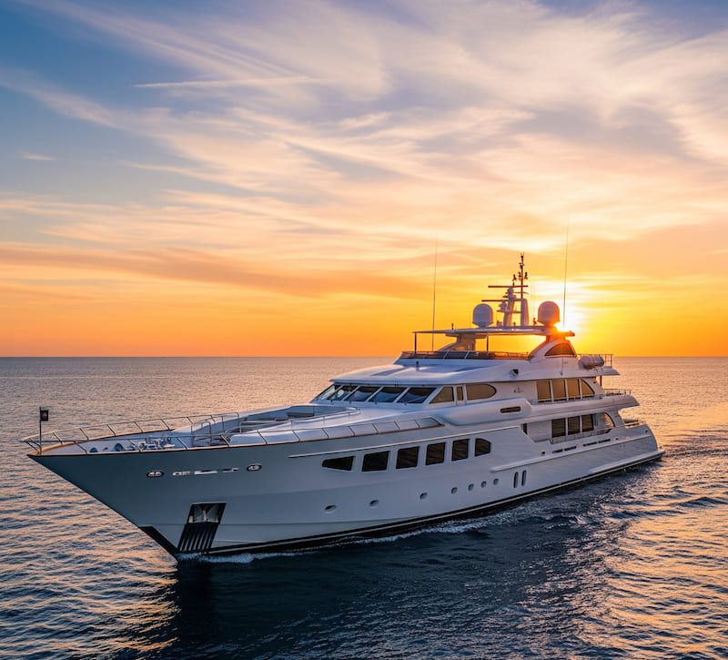 Luxury superyacht representing premium yacht insurance coverage and protection